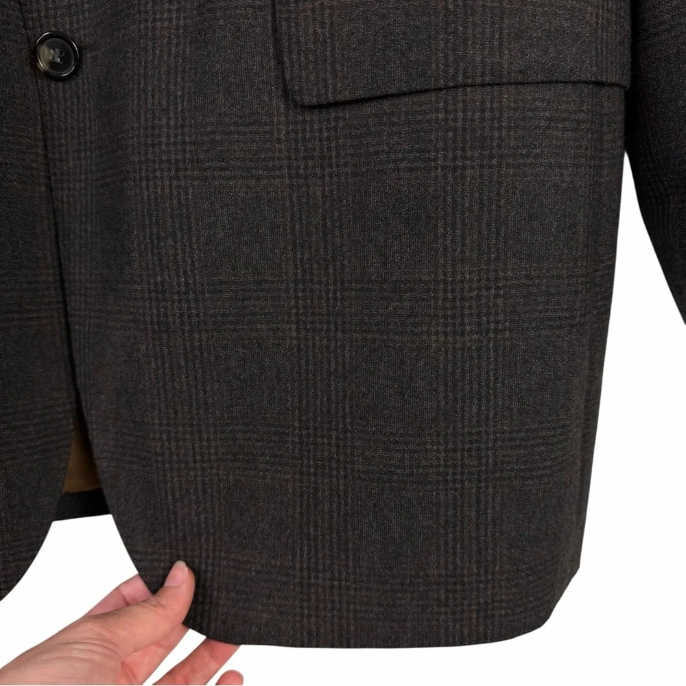 Hugo Boss Brown Glen Plaid Wool Blazer Sport Coat Jacket Blazer Business 42L